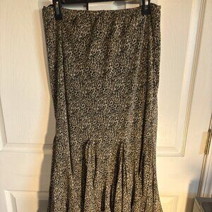 Vintage MSK Womens Skirt Size L Animal Print Tattered Ruffled Look Bottom